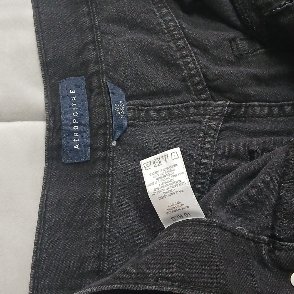 Aeropostale 90's Baggy Distressed Black  Jeans Size 10 Reg 1oo% Cotton - Picture 4 of 7